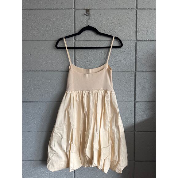 Women's Zara Combination Knit Bubble Hem Mini Dress size S in Cream Coquette - Picture 4 of 6